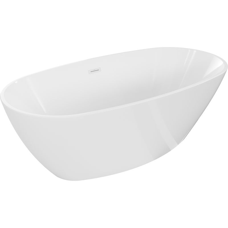 Mexen Eris vrijstaande badkuip 155 x 80 cm, wit, witte overloop - 53441558000-20
