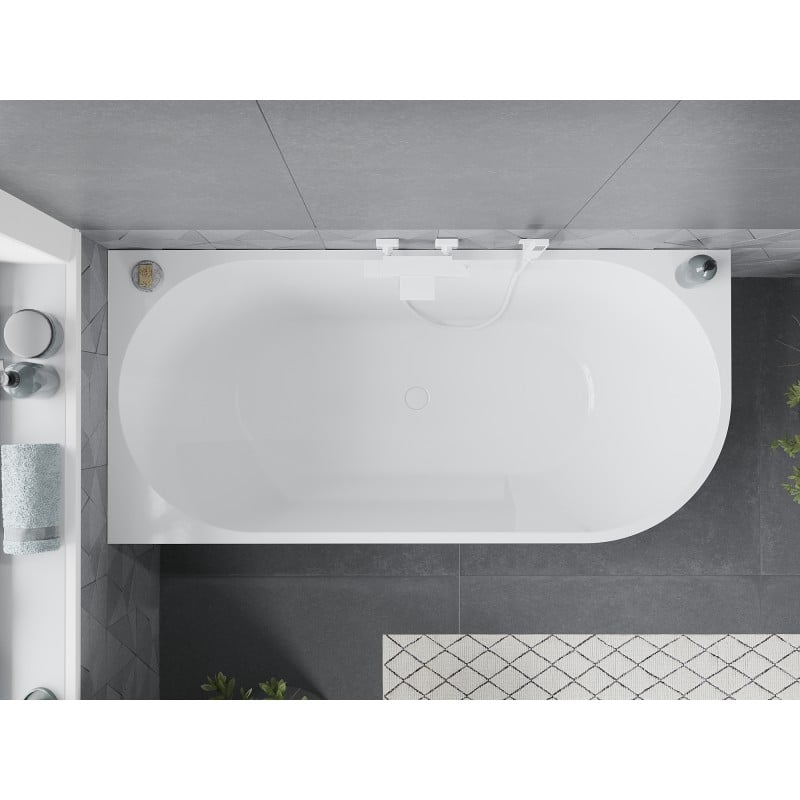 Mexen Mia freestanding corner bathtub left 170 x 80 cm, white, white overflow - 52691708000L-20