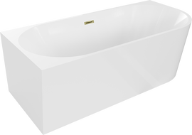 Mexen Mia vrijstaande hoekbad links 170 x 80 cm, wit, gouden overloop - 52691708000L-50