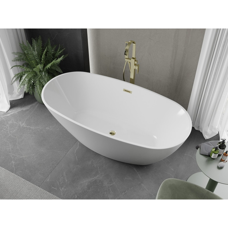 Mexen Eris vann vaba seisev 155 x 80 cm, valge, ülevool kuldne - 53441558000-50
