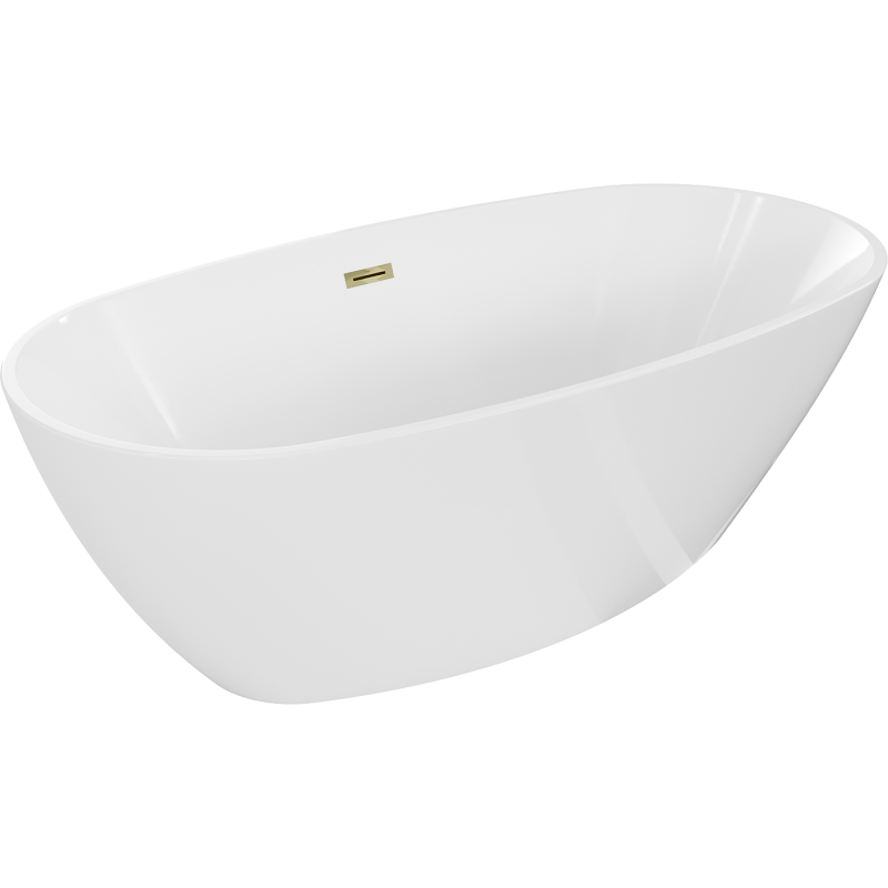 Baignoire Mexen Eris freestanding 155 x 80 cm, blanche, trop-plein doré - 53441558000-50