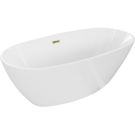 Mexen Eris vrijstaande badkuip 155 x 80 cm, wit, gouden overloop - 53441558000-50