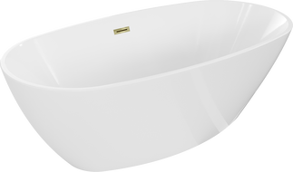 Mexen Eris vrijstaande badkuip 155 x 80 cm, wit, gouden overloop - 53441558000-50
