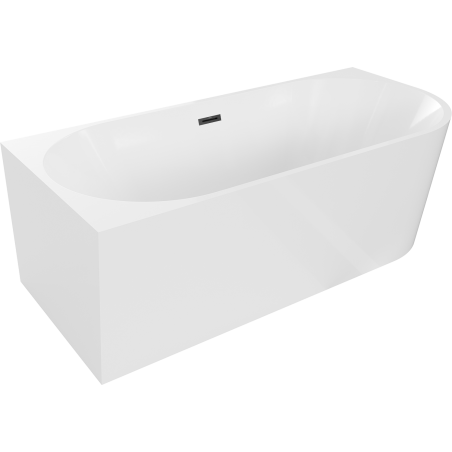 Mexen Mia freistehende Eckbadewanne links 170 x 80 cm, weiß, Überlauf schwarz - 52691708000L-70