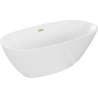 Mexen Eris freistehende Badewanne 155 x 80 cm, weiß, mit brushed gold Überlauf - 53441558000-55