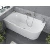 Mexen Mia freistehende Eckbadewanne links 170 x 80 cm, weiß, Überlauf gebürstetes Nickel - 52691708000L-97