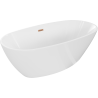 Mexen Eris freistehende Badewanne 155 x 80 cm, weiß, gebürsteter Messingüberlauf - 53441558000-65