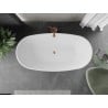 Mexen Eris freistehende Badewanne 155 x 80 cm, weiß, gebürsteter Messingüberlauf - 53441558000-65