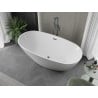 Mexen Eris freistehende Badewanne 155 x 80 cm, weiß, Überlauf gun gray gebürstet - 53441558000-66