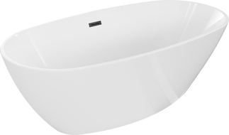 Mexen Eris vrijstaande badkuip 155 x 80 cm, wit, zwarte overloop - 53441558000-70