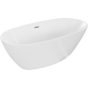 Mexen Eris freistehende Badewanne 155 x 80 cm, weiß, Überlauf gebürstetes Nickel - 53441558000-97