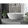 Mexen Eris freistehende Badewanne 155 x 80 cm, weiß, Überlauf gebürstetes Nickel - 53441558000-97