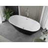 Mexen Eris freistehende Badewanne 155 x 80 cm, Weiß/Schwarz, Überlauf Chrom - 53441558075-01
