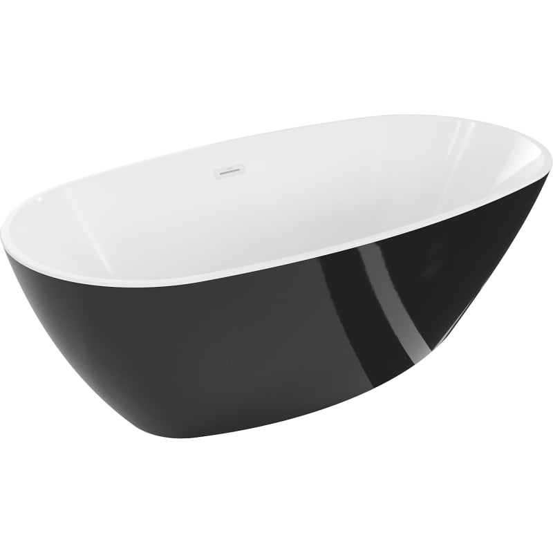 Mexen Eris vabaltseisev vann 155 x 80 cm, valge/must, valge ülevool - 53441558075-20