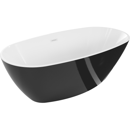 Mexen Eris freistehende Badewanne 155 x 80 cm, weiß/schwarz, weißer Überlauf - 53441558075-20