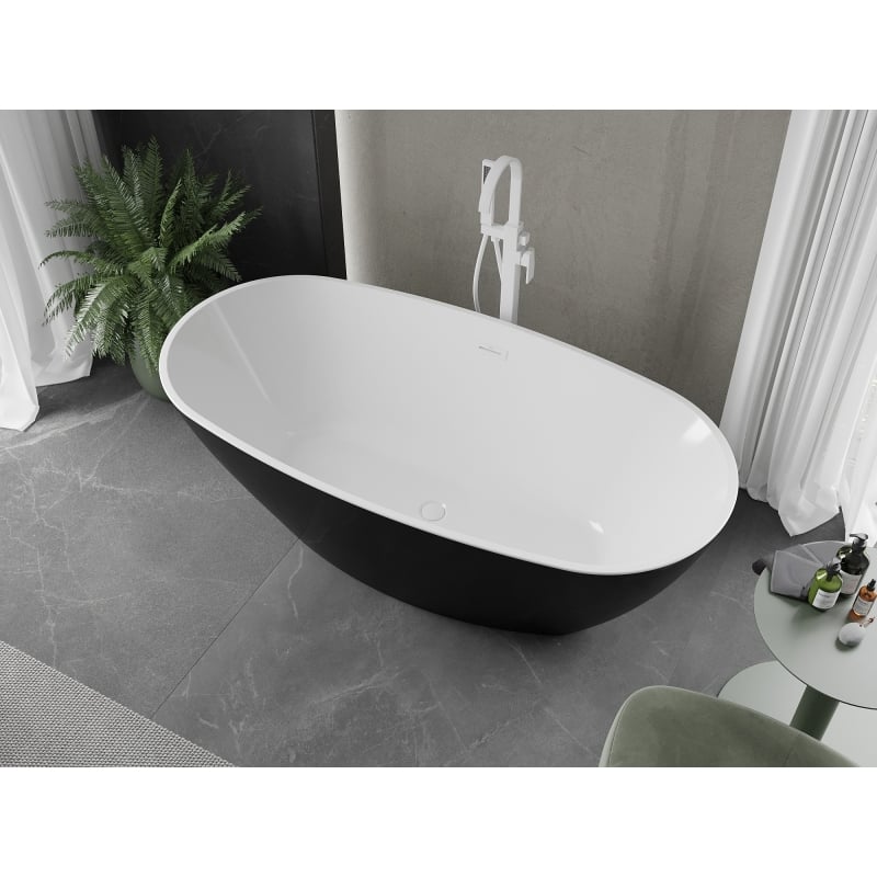 Mexen Eris vabaltseisev vann 155 x 80 cm, valge/must, valge ülevool - 53441558075-20