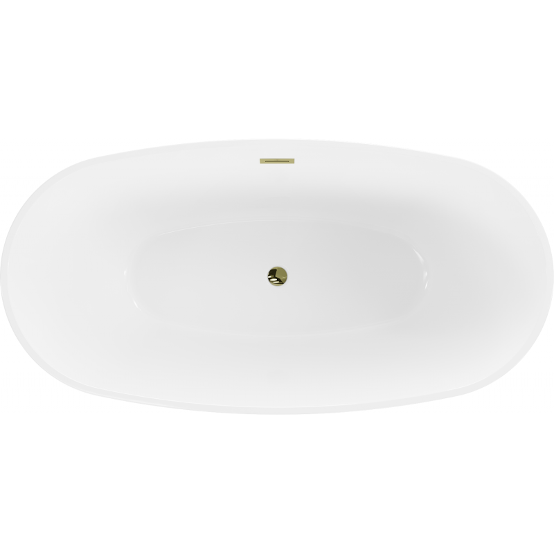 Mexen Eris freistehende Badewanne 155 x 80 cm, weiß/schwarz, Überlauf gold - 53441558075-50
