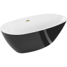 Mexen Eris freestanding bathtub 155 x 80 cm, white/black, gold overflow - 53441558075-50