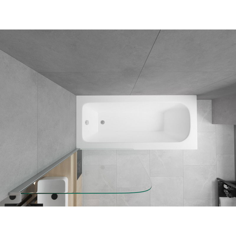Mexen Vega rektanguläre Badwanne 160 x 70 cm mat Gehäuse a Paravent mat 1 Flillek 70 cm, transparent, Chrom