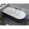 Mexen Mia freistehende Eckbadewanne links 170 x 80 cm, weiß/schwarz, Überlauf gun metal - 52691708075L-95