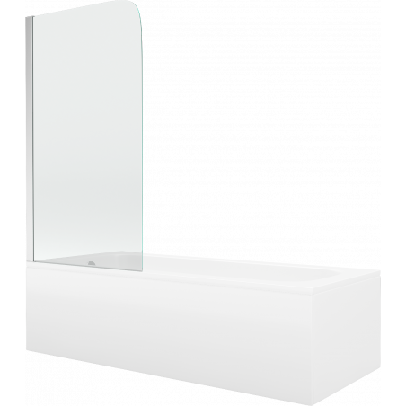 Mexen Vega rechthoekige badkuip 160 x 70 cm met ombouw en 1-vleugelig scherm 70 cm, transparant, chroom - 550116070X9007010100
