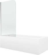 Mexen Vega rechthoekige badkuip 160 x 70 cm met ombouw en 1-vleugelig scherm 70 cm, transparant, chroom - 550116070X9007010100
