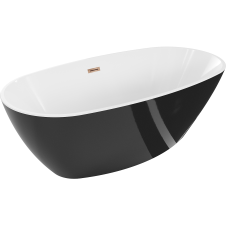 Mexen Eris freestanding bath 155 x 80 cm, white/black, rose gold overflow - 53441558075-60