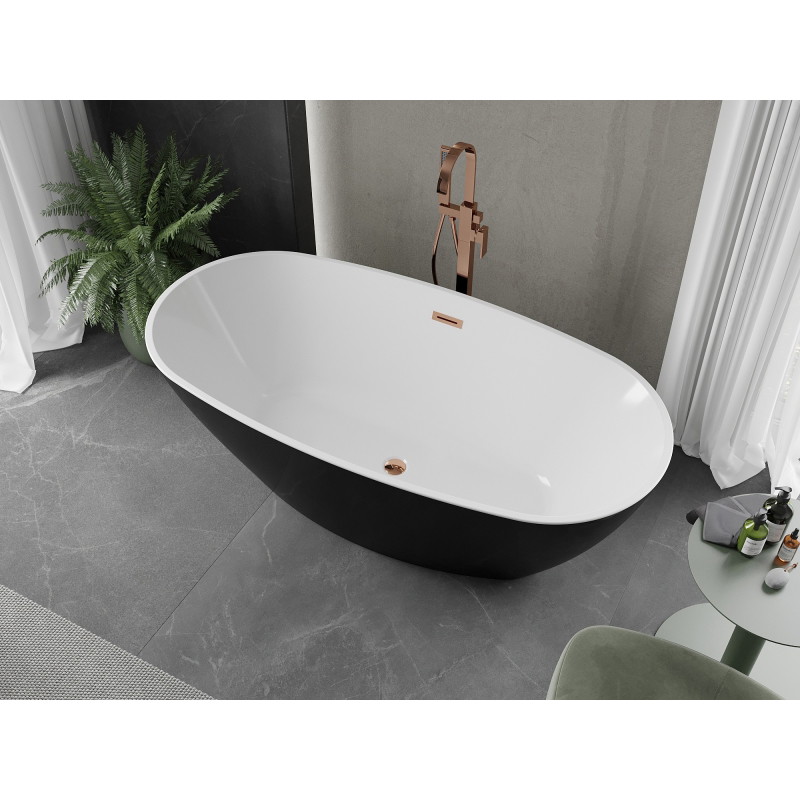 Mexen Eris vabaltseisev vann 155 x 80 cm, valge/must, ülevool roosa kuld - 53441558075-60