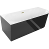 Mexen Mia banheira independente de canto esquerdo 170 x 80 cm, branco/preto, extravasor dourado - 52691708075L-50