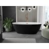 Mexen Eris freistehende Badewanne 155 x 80 cm, weiß/schwarz, gebürsteter Messingüberlauf - 53441558075-65