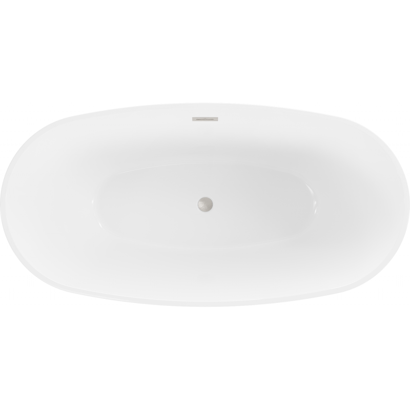Mexen Eris freestanding bathtub 155 x 80 cm, white/black, brushed nickel overflow - 53441558075-97