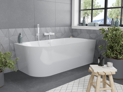 Mexen Mia vrijstaande hoekbad rechts 170 x 80 cm, wit, witte overloop - 52691708000P-20