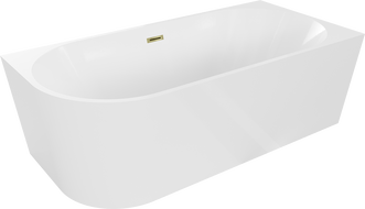 Mexen Mia freistehende rechteckige Badewanne 170 x 80 cm, weiß, Überlauf gold - 52691708000P-50