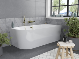 Mexen Mia vrijstaande hoekbad rechts 170 x 80 cm, wit, gouden overloop - 52691708000P-50