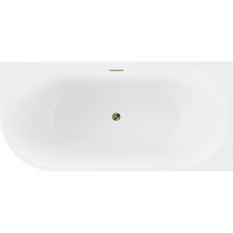 Mexen Mia freestanding corner bathtub right 170 x 80 cm, white, gold overflow - 52691708000P-50