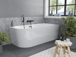 Mexen Mia baignoire autoportante d'angle droite 170 x 80 cm, blanche, trop-plein noir - 52691708000P-70