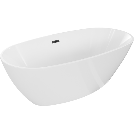 Mexen Eris freistehende Badewanne 170 x 80 cm, weiß, Überlauf schwarz - 53441708000-70