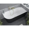 Mexen Mia vasca da bagno freestanding angolare destra 170 x 80 cm, bianca/nera, troppo pieno dorato - 52691708075P-50