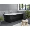Mexen Mia free-standing corner tub right 170 x 80 cm, white/black, brushed nickel overflow - 52691708075P-97