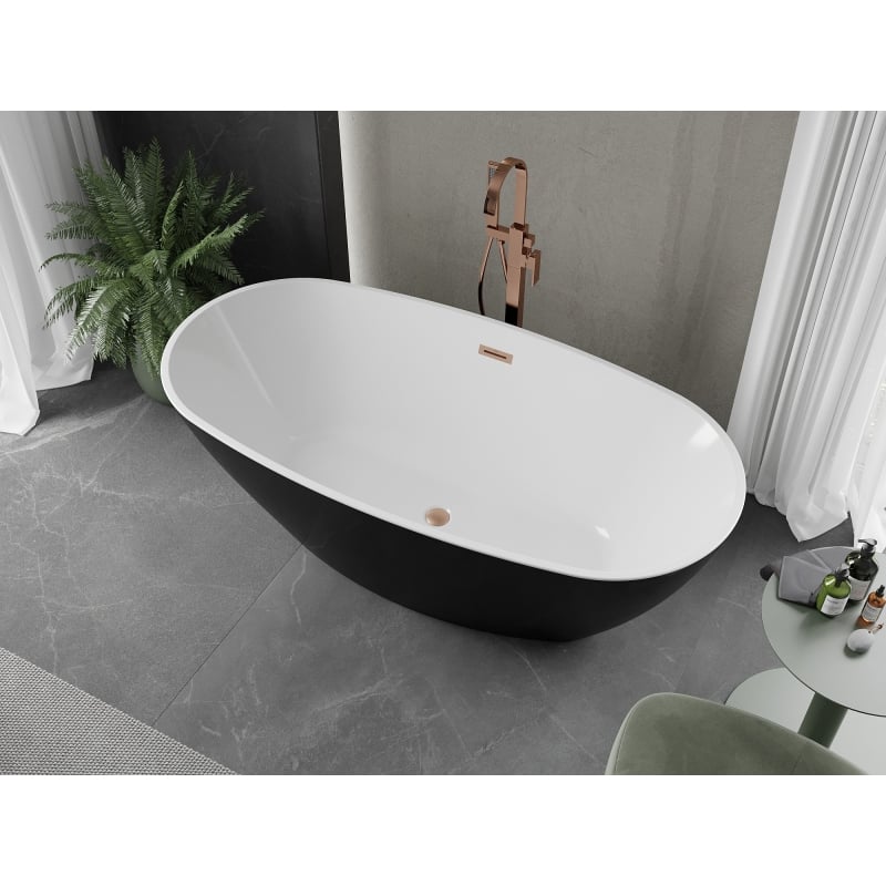 Mexen Eris vann, mis on vaba seisuga 170 x 80 cm, valge/must, harjatud vask - 53441708075-65