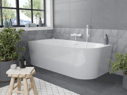Baignoire Mexen Mia à angle gauche libre de 180 x 80 cm, blanche, débordement blanc - 52691808000L-20