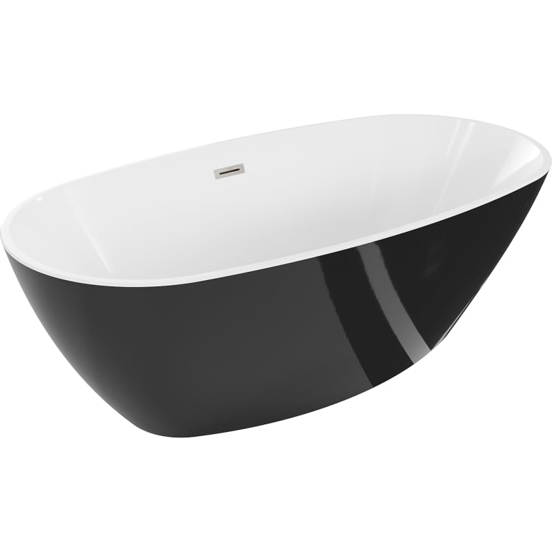 Mexen Eris iseseiseiseisev vann 170 x 80 cm, valge/must, harjatud nikkel ülevool - 53441708075-97