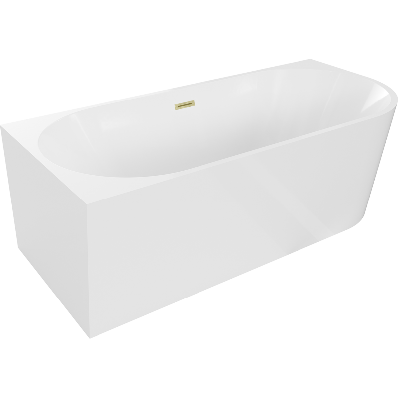 Mexen Mia vrijstaande hoekbad links 180 x 80 cm, wit, overloop goud geborsteld - 52691808000L-55