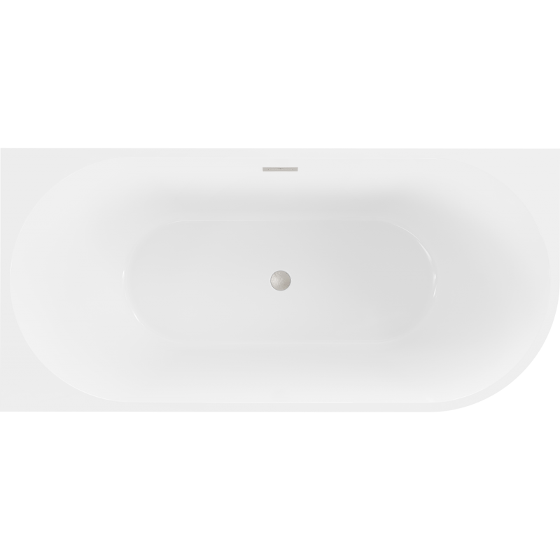 Mexen Mia Freestanding Corner Bath Left 180 x 80 cm, White, Brushed Nickel Overflow - 52691808000L-97