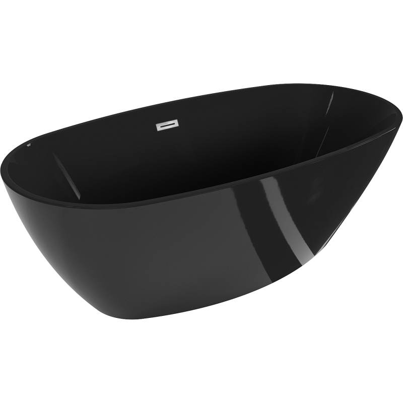 Mexen Eris vapaasti seisova kylpyamme 170 x 80 cm, musta, kromattu ylivuoto - 53441708070-01
