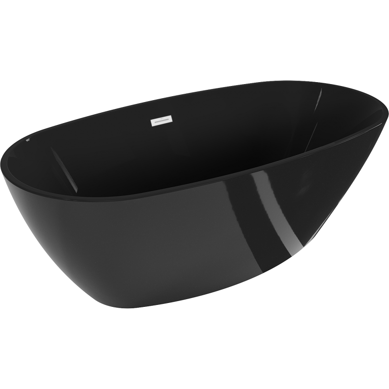 Mexen Eris freistehende Badewanne 170 x 80 cm, schwarz, Überlauf weiß - 53441708070-20