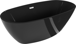 Mexen Eris freistehende Badewanne 170 x 80 cm, schwarz, Überlauf weiß - 53441708070-20