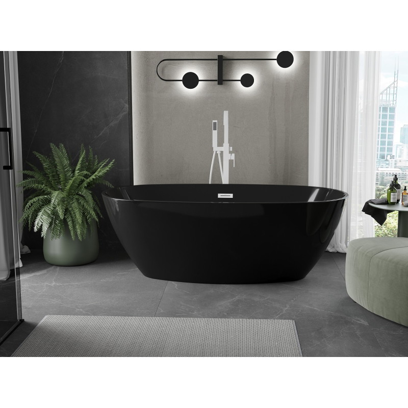 Mexen Eris iseseisev vann 170 x 80 cm, must, valge ülevool - 53441708070-20
