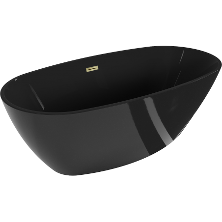 Mexen Eris bañera exenta 170 x 80 cm, negra, rebosadero dorado - 53441708070-50