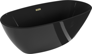 Mexen Eris freistehende Badewanne 170 x 80 cm, schwarz, Überlauf gold - 53441708070-50